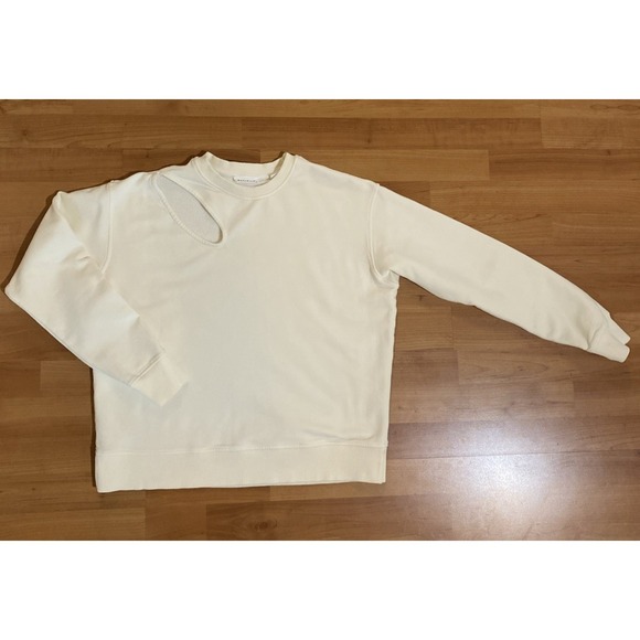 Marcella NYC Cut Out Sweatshirt Ivory Pullover Women's Size Medium - Picture 6 of 13